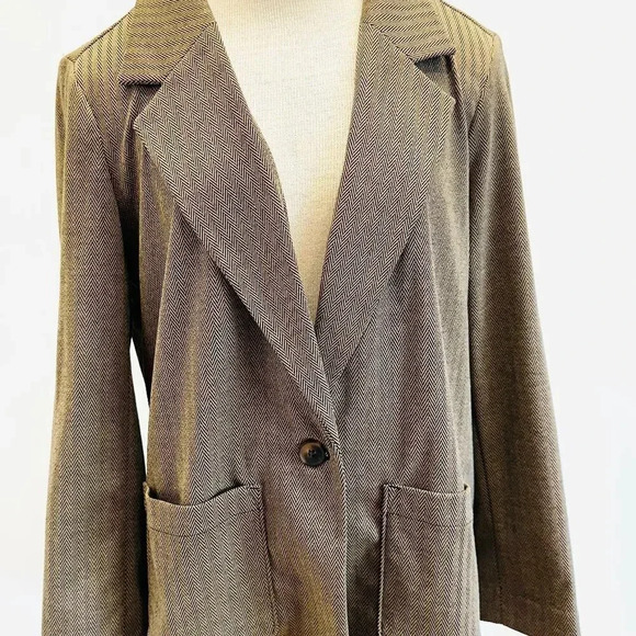 NWT CROFT & BARROW Women Long Sleeve One Button Brown Blazer Jacket Size PXL - Picture 5 of 14